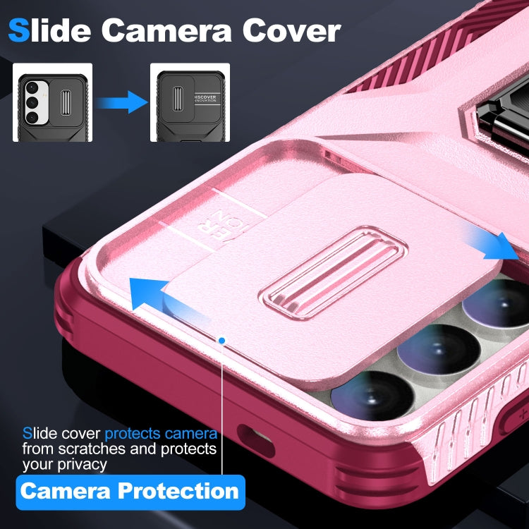 For Samsung Galaxy S24 5G / S25 5G Sliding Camshield Holder Phone Case(Pink + Rose Red) - Galaxy S24 5G Cases by PMC Jewellery | Online Shopping South Africa | PMC Jewellery | Buy Now Pay Later Mobicred