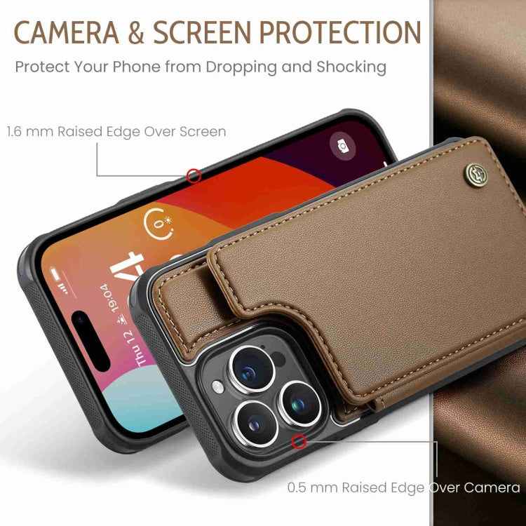 For iPhone 15 Pro Max CaseMe C22 Card Slots Holder RFID Anti-theft Phone Case(Brown) - iPhone 15 Pro Max Cases by CaseMe | Online Shopping South Africa | PMC Jewellery | Buy Now Pay Later Mobicred