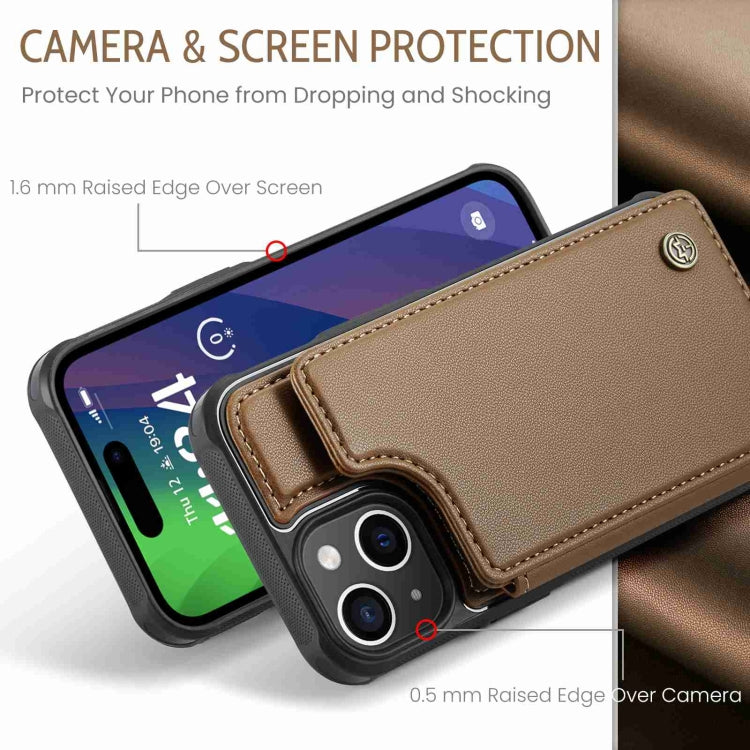 For iPhone 15 CaseMe C22 Card Slots Holder RFID Anti-theft Phone Case(Brown) - iPhone 15 Pro Cases by CaseMe | Online Shopping South Africa | PMC Jewellery | Buy Now Pay Later Mobicred