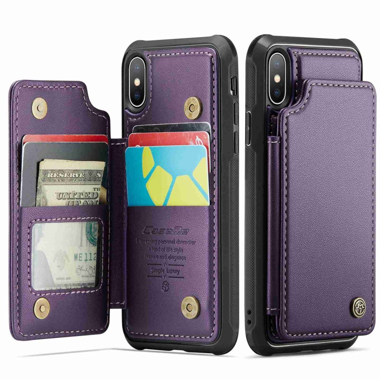 For iPhone XS Max CaseMe C22 Card Slots Holder RFID Anti-theft Phone Case(Purple) - More iPhone Cases by CaseMe | Online Shopping South Africa | PMC Jewellery | Buy Now Pay Later Mobicred