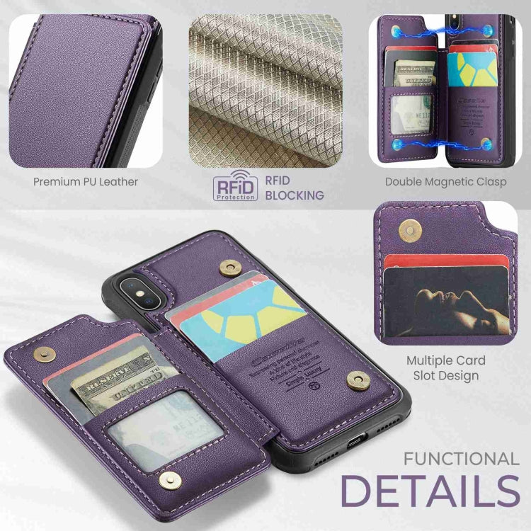 For iPhone XS Max CaseMe C22 Card Slots Holder RFID Anti-theft Phone Case(Purple) - More iPhone Cases by CaseMe | Online Shopping South Africa | PMC Jewellery | Buy Now Pay Later Mobicred