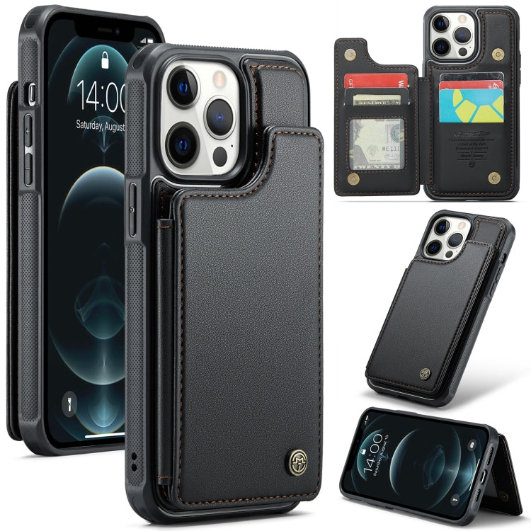 For iPhone 12 Pro Max CaseMe C22 Card Slots Holder RFID Anti-theft Phone Case(Black) - free shipping - PMC Jewellery - Order now!