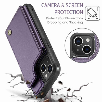 For iPhone 14 Plus CaseMe C22 Card Slots Holder RFID Anti-theft Phone Case(Purple) - iPhone 14 Plus Cases by CaseMe | Online Shopping South Africa | PMC Jewellery | Buy Now Pay Later Mobicred