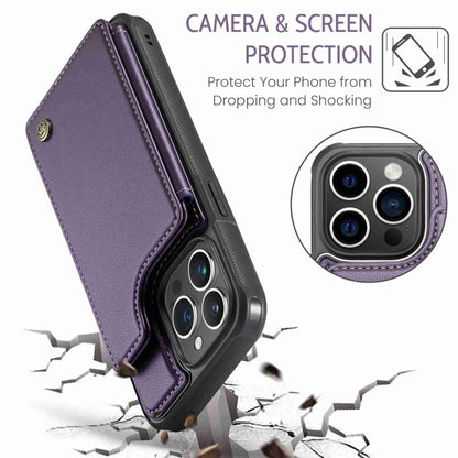 For iPhone 14 Pro CaseMe C22 Card Slots Holder RFID Anti-theft Phone Case(Purple) - iPhone 14 Pro Cases by CaseMe | Online Shopping South Africa | PMC Jewellery | Buy Now Pay Later Mobicred