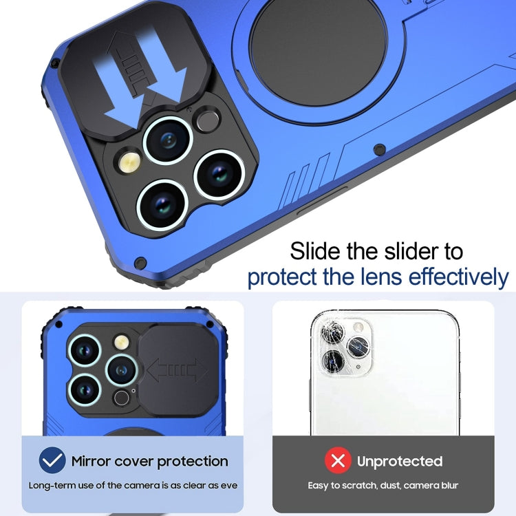 For iPhone 15 Pro Max Camera Shield MagSafe Holder Life Waterproof Phone Case(Blue) - iPhone 15 Pro Max Cases by PMC Jewellery | Online Shopping South Africa | PMC Jewellery