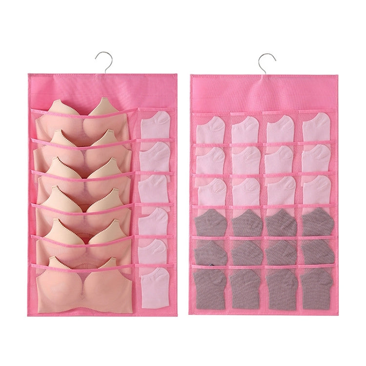 12+24 Grids Underwear Storage Bag Non-woven Double-sided Hanging Storage Bag(Pink) - Storage Bags by PMC TechLife | Online Shopping South Africa | PMC TechLife | Buy Now Pay Later Mobicred