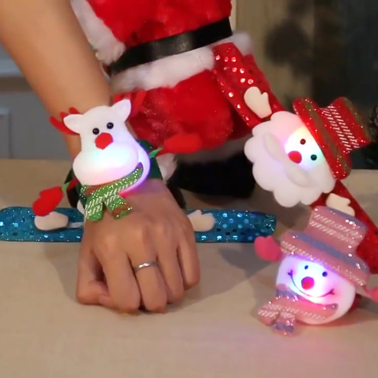 Santa Style Flash Light Merry Christmas Slap Pat Circle Wristband(Sequins Light Snowman) - Christmas Wearable Decoration by PMC Jewellery | Online Shopping South Africa | PMC Jewellery | Buy Now Pay Later Mobicred