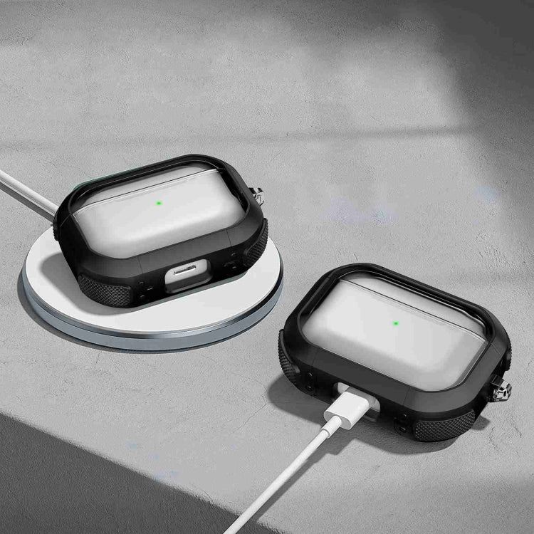 For AirPods Pro 2 Thunder Transparent Armor Wireless Earphones Protective Case(Black) - For AirPods Pro 2 by PMC Jewellery | Online Shopping South Africa | PMC Jewellery | Buy Now Pay Later Mobicred
