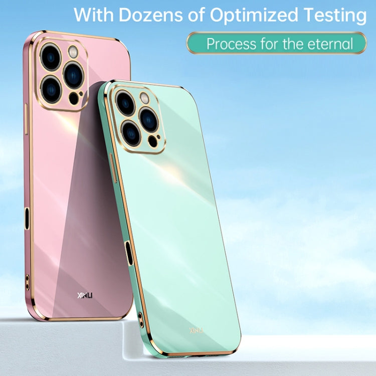 For iPhone 16 Pro Max XINLI Straight Edge 6D Electroplate TPU Phone Case(Pink) - free shipping - PMC Jewellery - Order now!