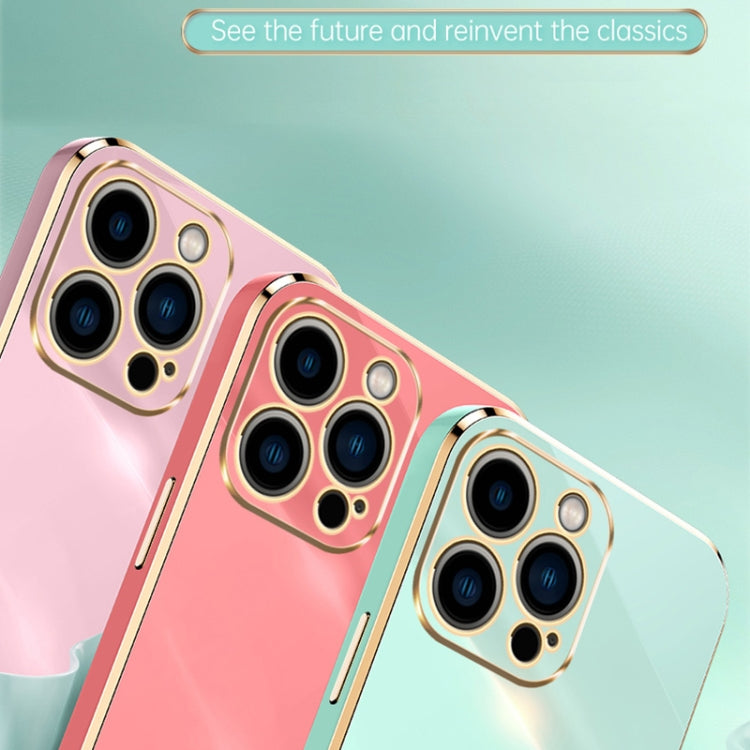 For iPhone 16 Pro Max XINLI Straight Edge 6D Electroplate TPU Phone Case(Pink) - free shipping - PMC Jewellery - Order now!