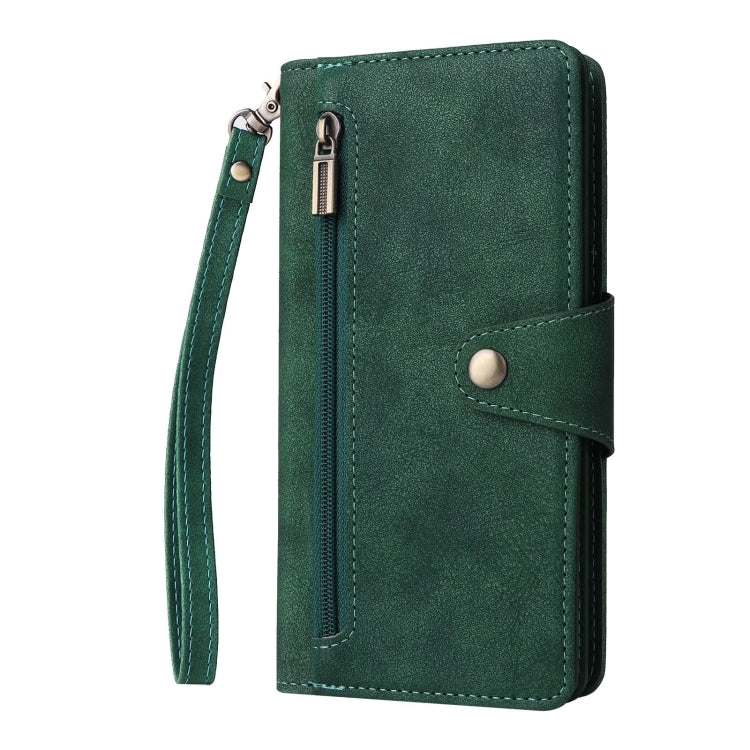 For Google Pixel 8 Rivet Buckle 9 Cards Three Fold Leather Phone Case(Green) - free shipping - PMC TechLife - Order now!