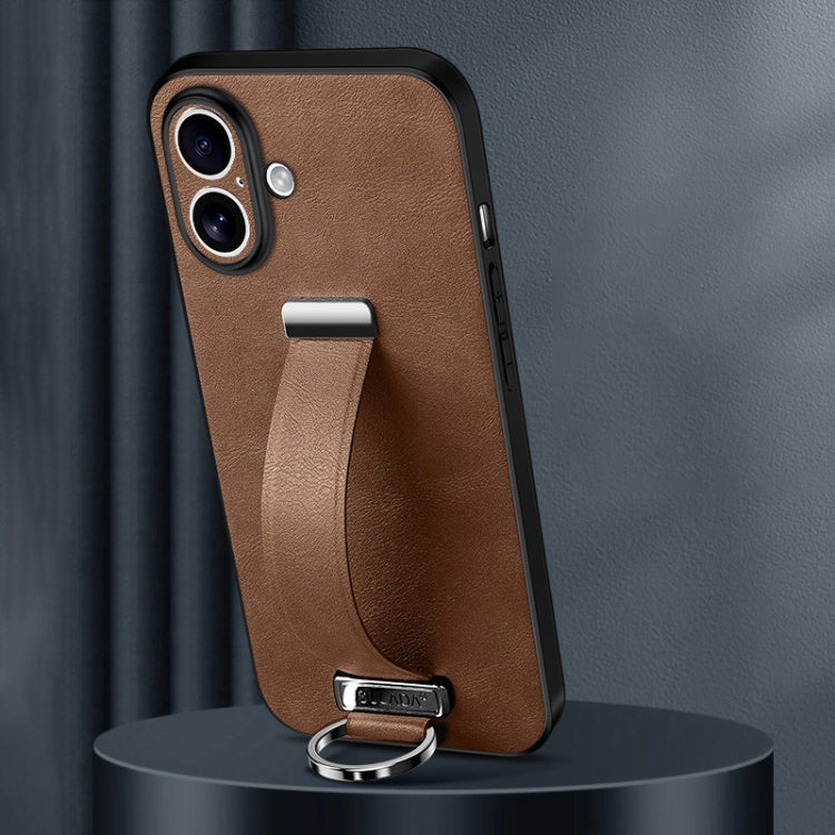 For iPhone 16 SULADA Tide Cool Series PC + Leather Texture Skin Feel Phone Case(Brown) - free shipping - PMC Jewellery - Order now!