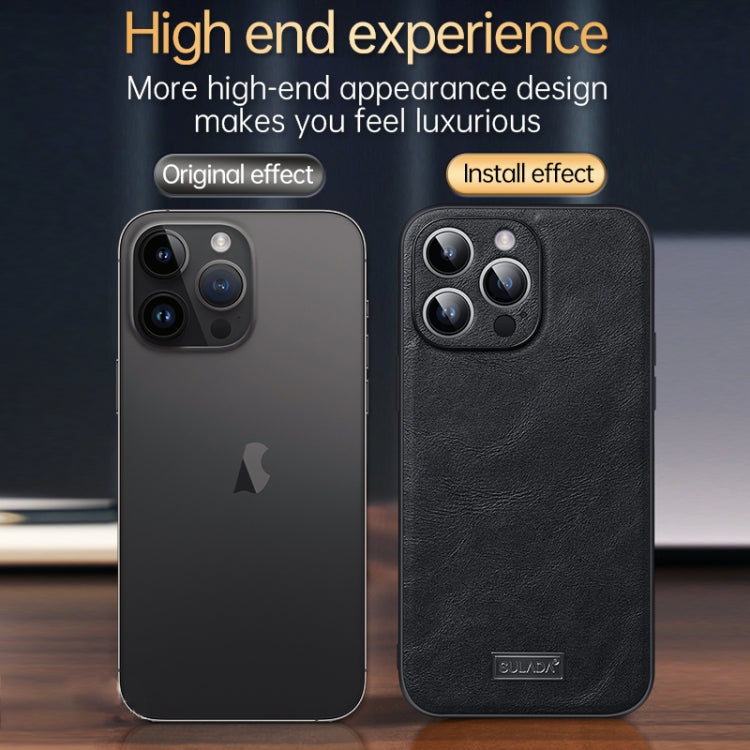 For iPhone 16 Pro SULADA Shockproof TPU Hybrid Handmade Leather Phone Case(Black) - iPhone 16 Pro Cases by SULADA | Online Shopping South Africa | PMC Jewellery | Buy Now Pay Later Mobicred