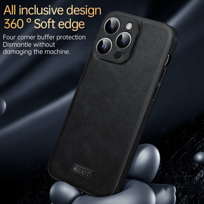 For iPhone 16 SULADA Shockproof TPU Hybrid Handmade Leather Phone Case(Black) - iPhone 16 Cases by SULADA | Online Shopping South Africa | PMC Jewellery | Buy Now Pay Later Mobicred