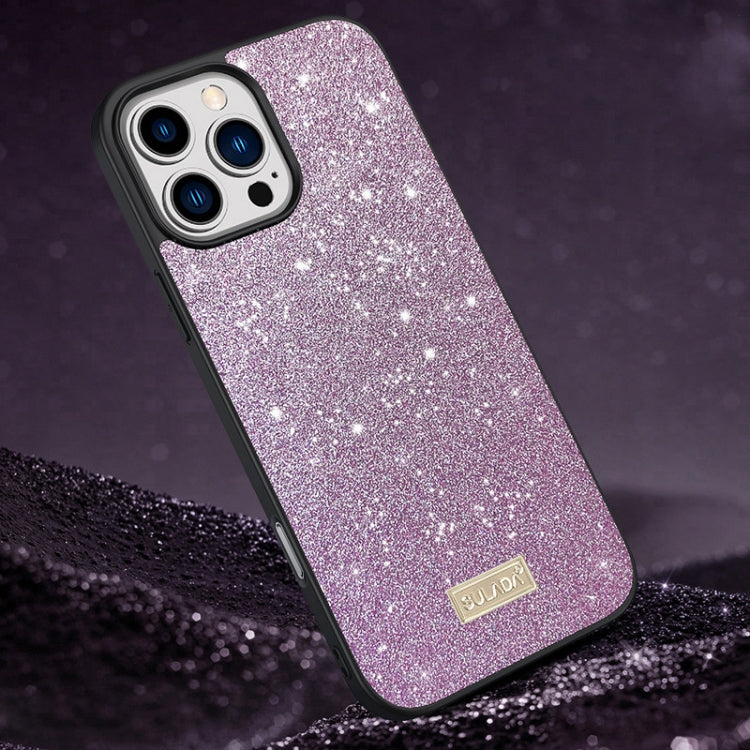 For iPhone 16 Pro SULADA Glittery PC Hybrid TPU Handmade Leather Phone Case(Purple) - iPhone 16 Pro Cases by SULADA | Online Shopping South Africa | PMC Jewellery | Buy Now Pay Later Mobicred