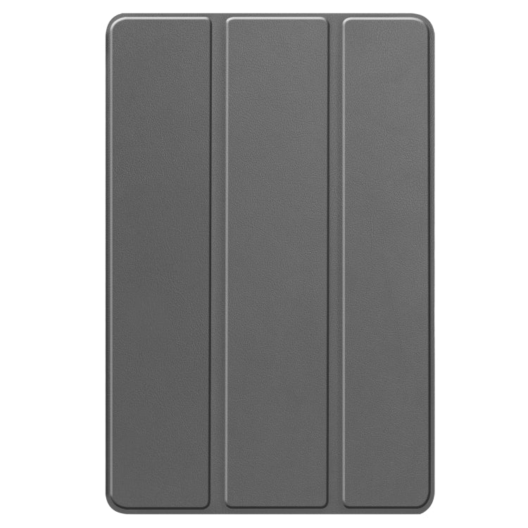 For Lenovo Tab P12/Xiaoxin Pad Pro 12.7 inch Custer Solid Color 3-Fold Stand Leather Tablet Case(Grey) - Lenovo by PMC Jewellery | Online Shopping South Africa | PMC Jewellery