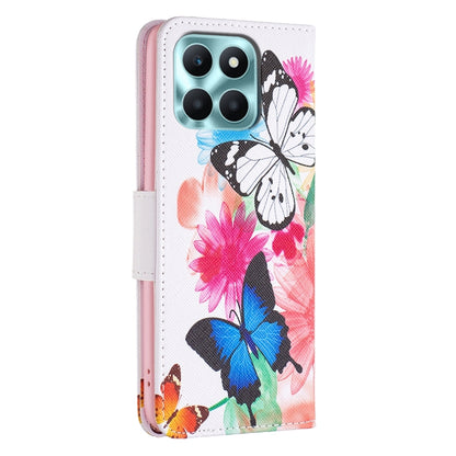 For Honor X6a Colored Drawing Pattern Leather Phone Case(Butterflies) - Honor Cases by PMC Jewellery | Online Shopping South Africa | PMC Jewellery