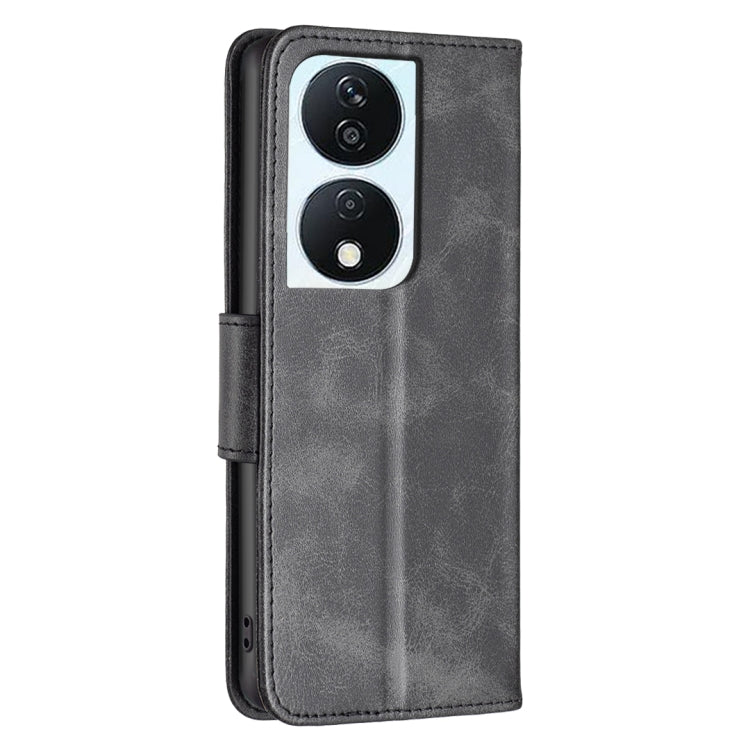 For Honor X7b Lambskin Texture Pure Color Flip Leather Phone Case(Black) - Honor Cases by PMC Jewellery | Online Shopping South Africa | PMC Jewellery