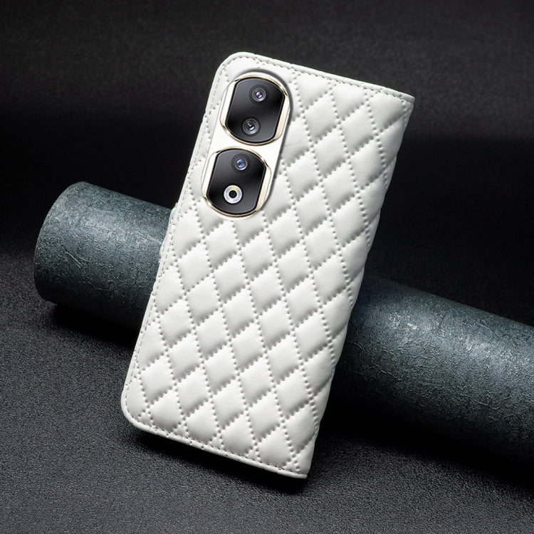 For Honor 90 Pro Diamond Lattice Wallet Flip Leather Phone Case(White) - Honor Cases by PMC Jewellery | Online Shopping South Africa | PMC Jewellery | Buy Now Pay Later Mobicred