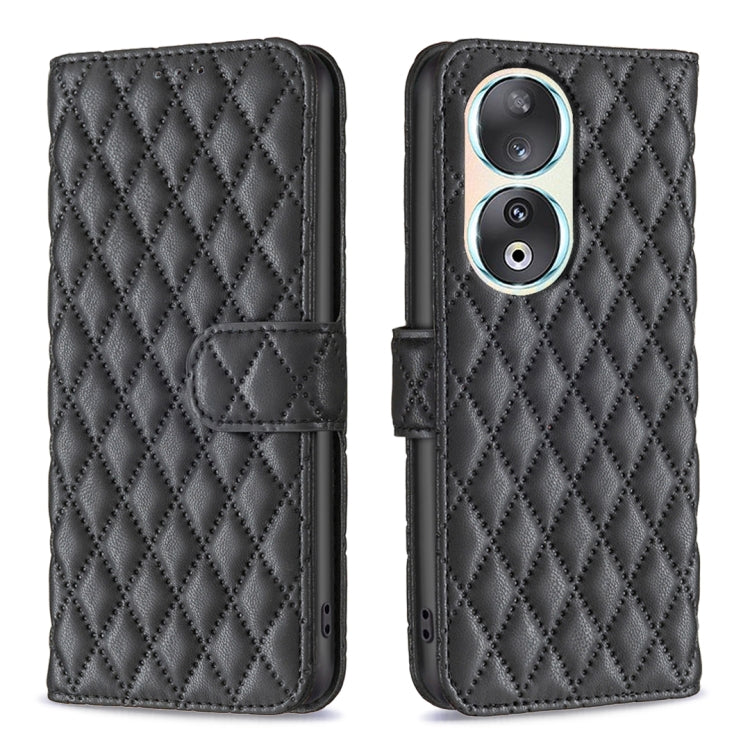 For Honor 90 5G Diamond Lattice Wallet Flip Leather Phone Case(Black) - Honor Cases by PMC Jewellery | Online Shopping South Africa | PMC Jewellery | Buy Now Pay Later Mobicred