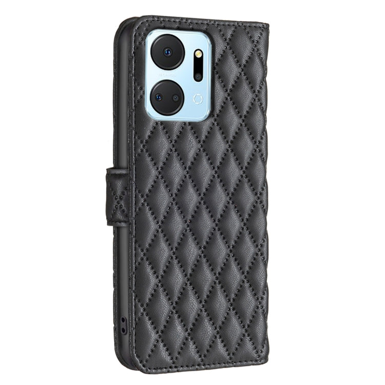 For Honor X7a Diamond Lattice Wallet Flip Leather Phone Case(Black) - Honor Cases by PMC TechLife | Online Shopping South Africa | PMC TechLife | Buy Now Pay Later Mobicred