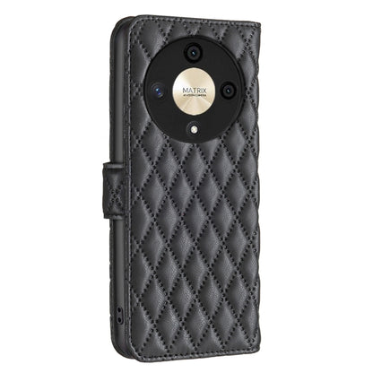 For Honor X9b/Magic6 Lite 5G Diamond Lattice Wallet Flip Leather Phone Case(Black) - Honor Cases by PMC Jewellery | Online Shopping South Africa | PMC Jewellery | Buy Now Pay Later Mobicred