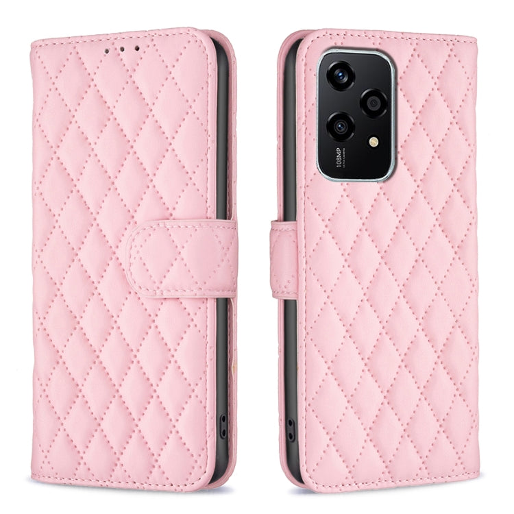 For Honor 200 Lite Global Diamond Lattice Wallet Flip Leather Phone Case(Pink) - Honor Cases by PMC TechLife | Online Shopping South Africa | PMC TechLife | Buy Now Pay Later Mobicred