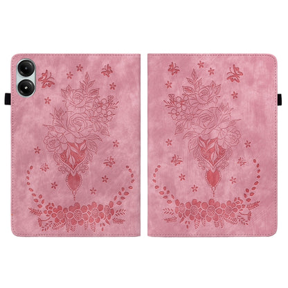 For Xiaomi Redmi Pad Pro 12.1 Butterfly Rose Embossed Leather Tablet Case(Pink) - More Tablet Cases by PMC Jewellery | Online Shopping South Africa | PMC Jewellery | Buy Now Pay Later Mobicred