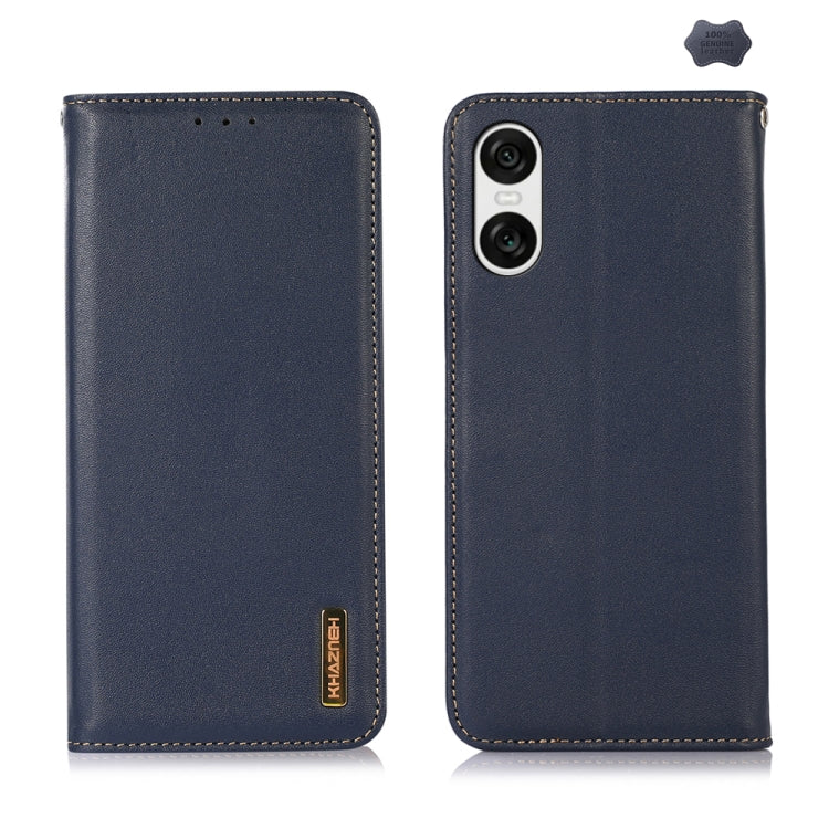 For Sony Xperia 10 VI KHAZNEH Nappa Top Layer Cowhide Leather Phone Case(Blue) - Sony Cases by PMC TechLife | Online Shopping South Africa | PMC TechLife | Buy Now Pay Later Mobicred