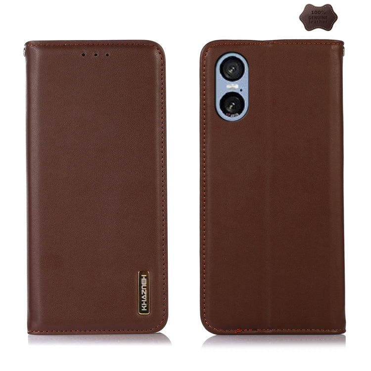 For Sony Xperia 5 VI KHAZNEH Nappa Top Layer Cowhide Leather Phone Case(Brown) - Sony Cases by PMC TechLife | Online Shopping South Africa | PMC TechLife | Buy Now Pay Later Mobicred