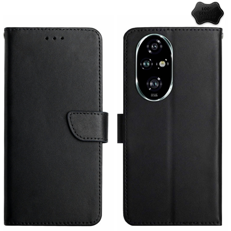 For Honor 200 5G Global HT02 Genuine Leather Fingerprint-proof Flip Phone Case(Black) - Honor Cases by PMC TechLife | Online Shopping South Africa | PMC TechLife | Buy Now Pay Later Mobicred