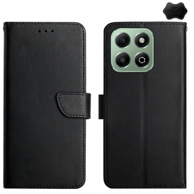 For Honor 200 Smart Global HT02 Genuine Leather Fingerprint-proof Flip Phone Case(Black) - Honor Cases by PMC TechLife | Online Shopping South Africa | PMC TechLife | Buy Now Pay Later Mobicred