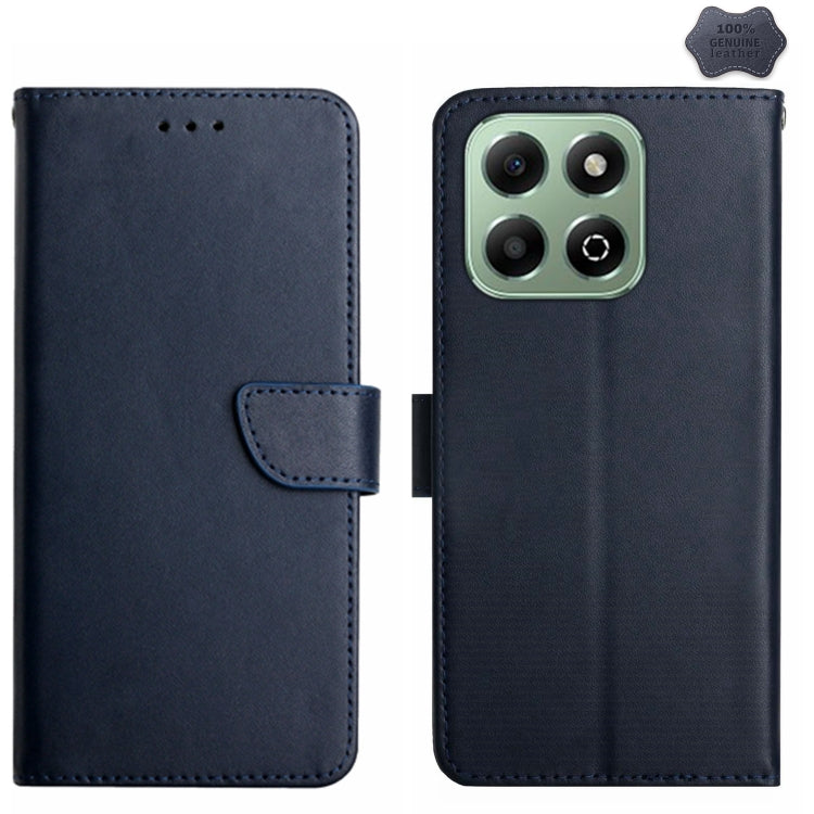 For Honor 200 Smart Global HT02 Genuine Leather Fingerprint-proof Flip Phone Case(Blue) - Honor Cases by PMC TechLife | Online Shopping South Africa | PMC TechLife | Buy Now Pay Later Mobicred