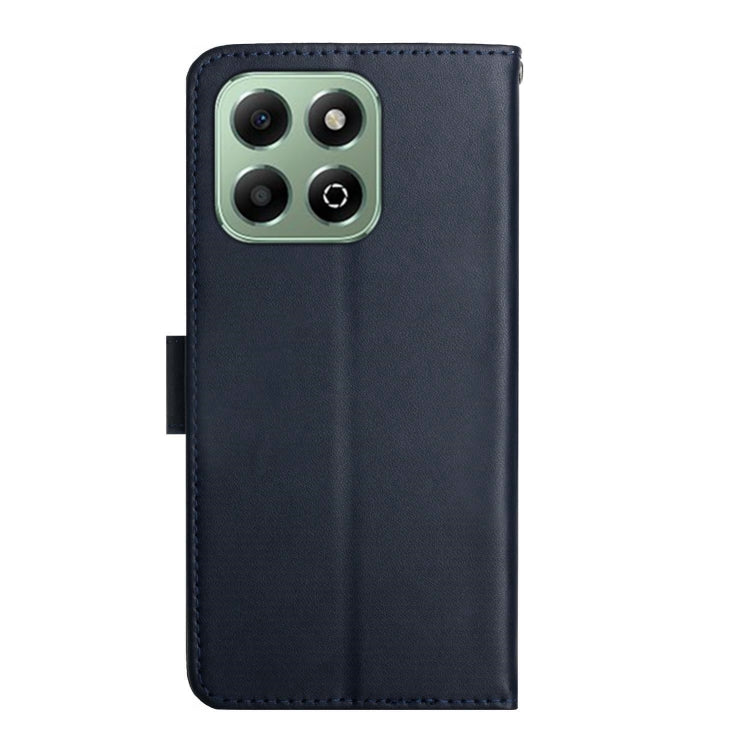For Honor 200 Smart Global HT02 Genuine Leather Fingerprint-proof Flip Phone Case(Blue) - Honor Cases by PMC TechLife | Online Shopping South Africa | PMC TechLife | Buy Now Pay Later Mobicred