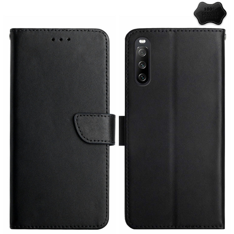 For Sony Xperia 10 VI Genuine Leather Fingerprint-proof Horizontal Flip Phone Case(Black) - Sony Cases by PMC TechLife | Online Shopping South Africa | PMC TechLife | Buy Now Pay Later Mobicred