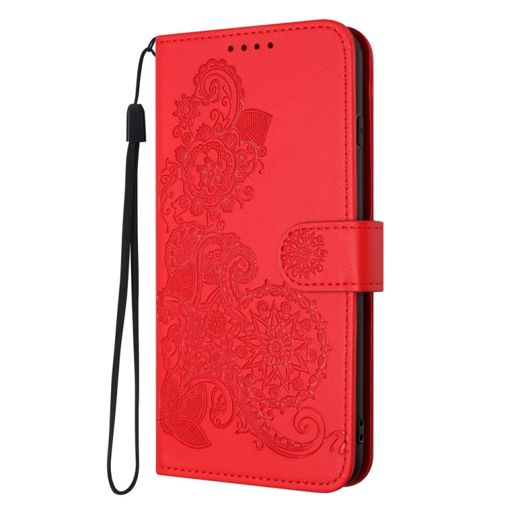 For Motorola Edge 5G 2024 Datura Flower Embossed Flip Leather Phone Case(Red) - Motorola Cases by PMC Jewellery | Online Shopping South Africa | PMC Jewellery | Buy Now Pay Later Mobicred