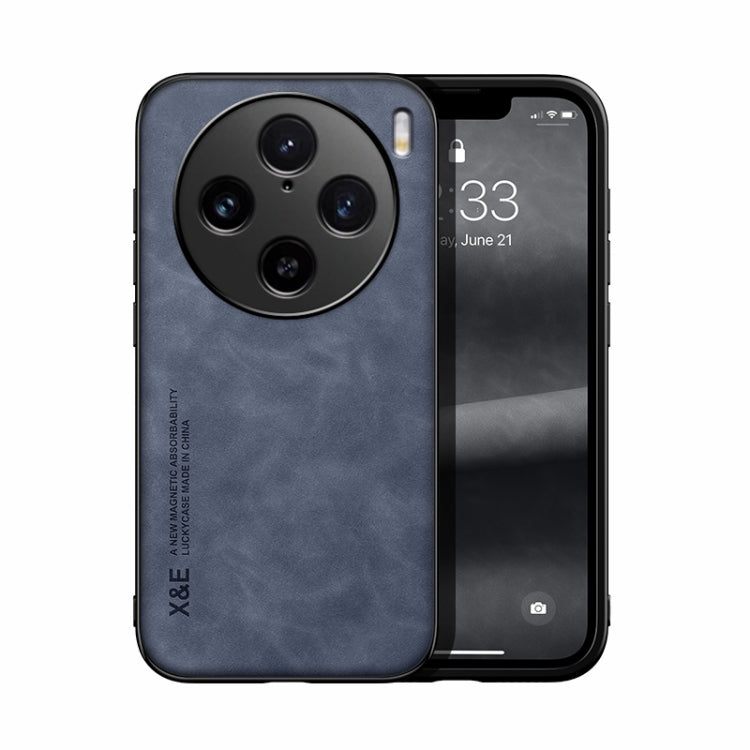 For vivo X100 Pro Skin Feel Magnetic Leather Back Phone Case(Blue) - X100 Pro Cases by PMC TechLife | Online Shopping South Africa | PMC TechLife