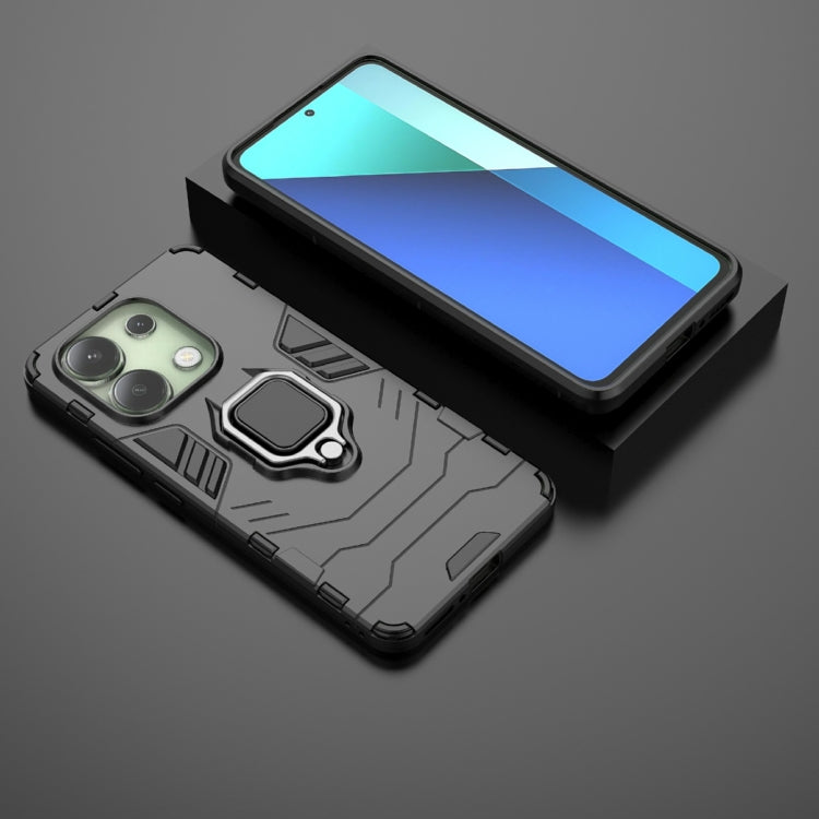 For Xiaomi Redmi Note 13 4G Shockproof PC + TPU Holder Phone Case(Black) - Note 13 Cases by PMC TechLife | Online Shopping South Africa | PMC TechLife | Buy Now Pay Later Mobicred