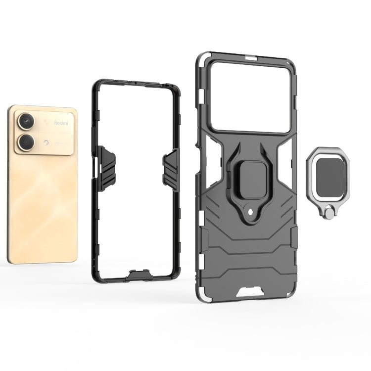 For Xiaomi Redmi Note 13R Pro 5G Shockproof PC + TPU Holder Phone Case(Black) - Xiaomi Cases by PMC TechLife | Online Shopping South Africa | PMC TechLife | Buy Now Pay Later Mobicred