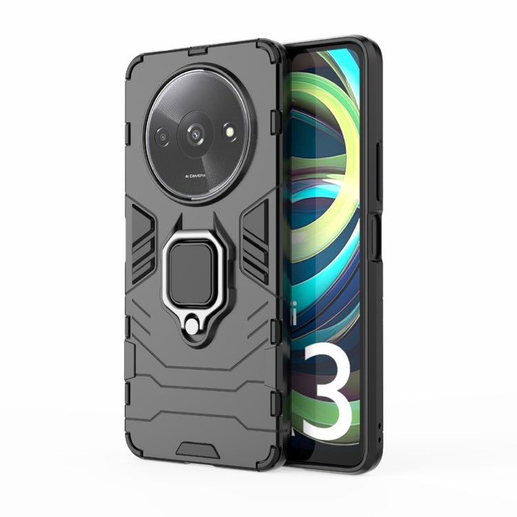 For Xiaomi Redmi A3 4G Shockproof PC + TPU Holder Phone Case(Black) - Xiaomi Cases by PMC TechLife | Online Shopping South Africa | PMC TechLife | Buy Now Pay Later Mobicred