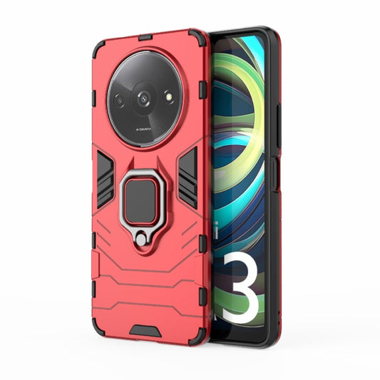 For Xiaomi Redmi A3 4G Shockproof PC + TPU Holder Phone Case(Red) - Xiaomi Cases by PMC Jewellery | Online Shopping South Africa | PMC Jewellery | Buy Now Pay Later Mobicred