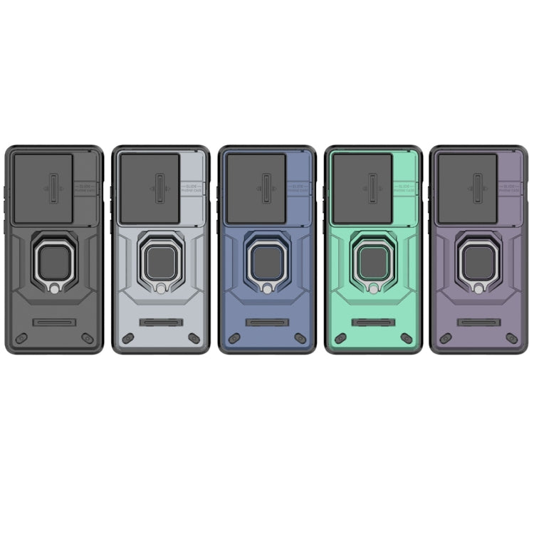 For OnePlus 12 5G Sliding Camshield TPU + PC Shockproof Phone Case with Holder(Grey) - OnePlus Cases by PMC TechLife | Online Shopping South Africa | PMC TechLife