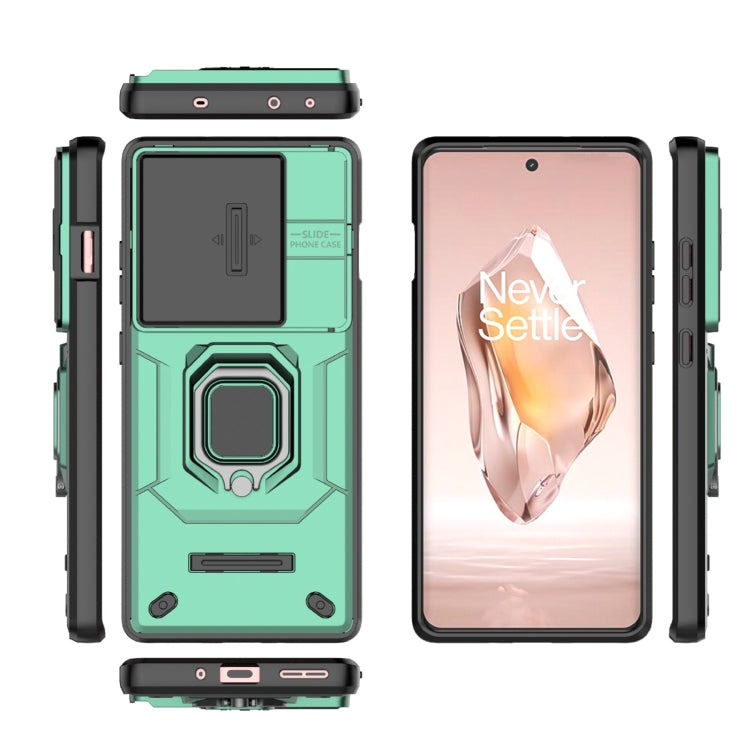 For OnePlus ACE 3 5G Sliding Camshield TPU + PC Shockproof Phone Case with Holder(Green) - OnePlus Cases by PMC Jewellery | Online Shopping South Africa | PMC Jewellery | Buy Now Pay Later Mobicred