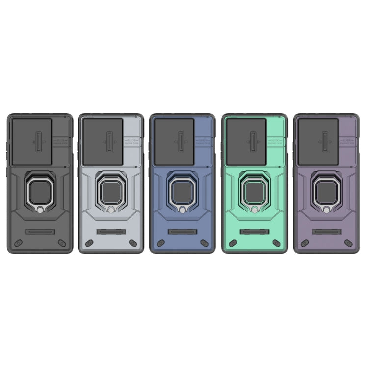 For OnePlus ACE 3 5G Sliding Camshield TPU + PC Shockproof Phone Case with Holder(Green) - OnePlus Cases by PMC TechLife | Online Shopping South Africa | PMC TechLife | Buy Now Pay Later Mobicred
