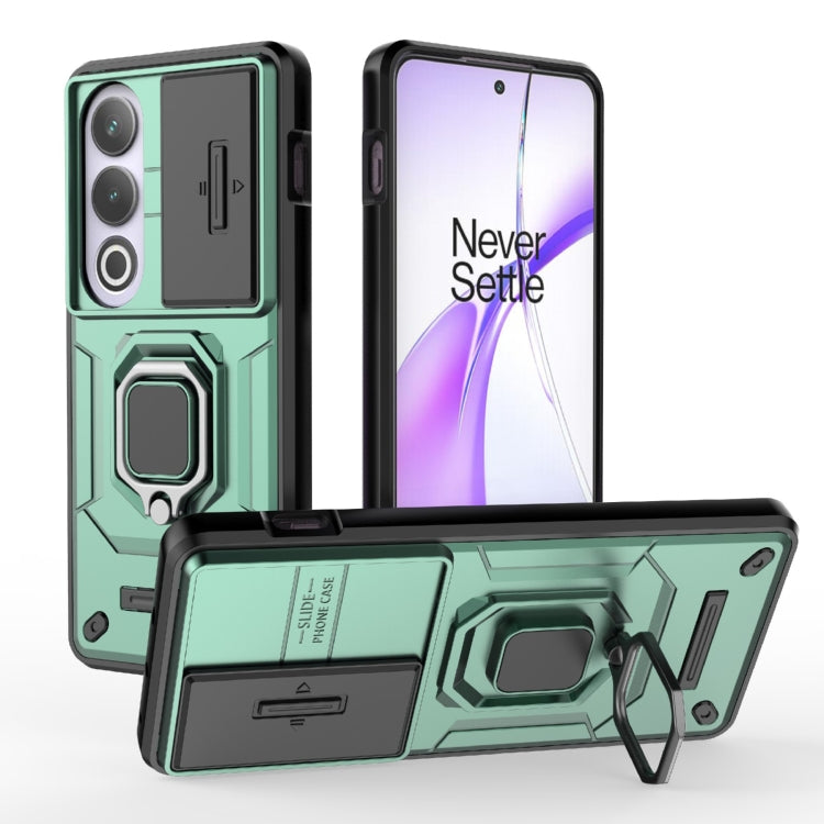 For OnePlus ACE 3V Sliding Camshield TPU + PC Shockproof Phone Case with Holder(Green) - OnePlus Cases by PMC Jewellery | Online Shopping South Africa | PMC Jewellery | Buy Now Pay Later Mobicred