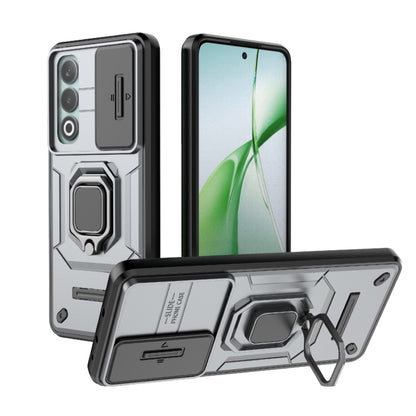 For OnePlus Nord CE4 5G Global Sliding Camshield TPU + PC Shockproof Phone Case with Holder(Grey) - OnePlus Cases by PMC Jewellery | Online Shopping South Africa | PMC Jewellery | Buy Now Pay Later Mobicred