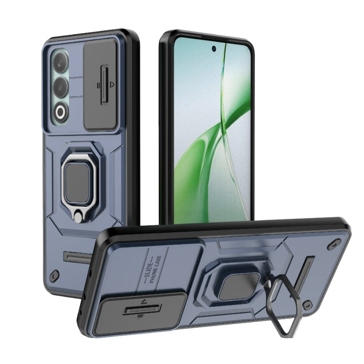 For OnePlus Nord CE4 5G Global Sliding Camshield TPU + PC Shockproof Phone Case with Holder(Blue) - OnePlus Cases by PMC TechLife | Online Shopping South Africa | PMC TechLife | Buy Now Pay Later Mobicred