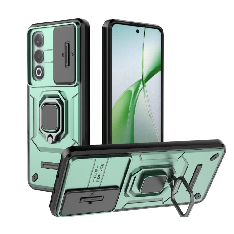 For OnePlus Nord CE4 5G Global Sliding Camshield TPU + PC Shockproof Phone Case with Holder(Green) - OnePlus Cases by PMC Jewellery | Online Shopping South Africa | PMC Jewellery | Buy Now Pay Later Mobicred