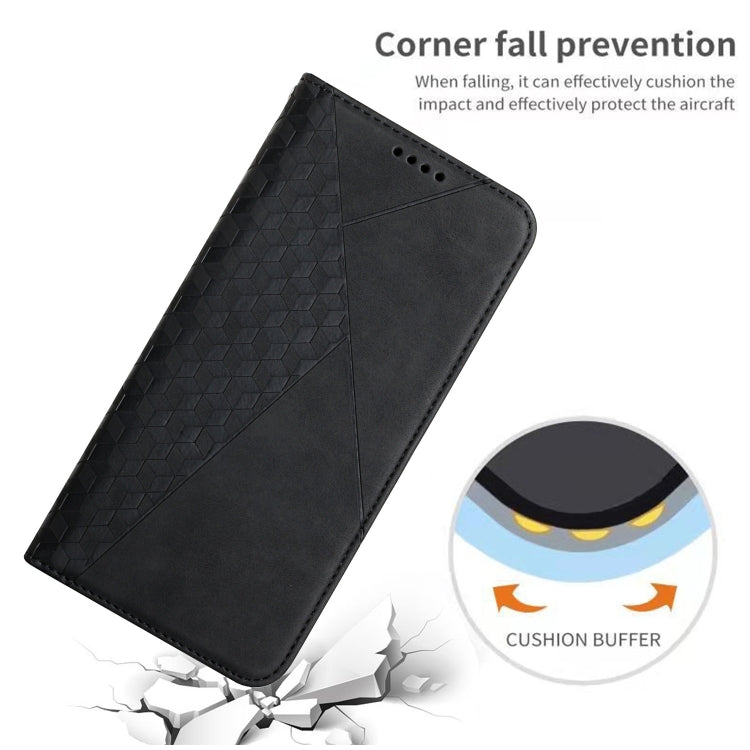 For Motorola Edge 2024 Diamond Splicing Skin Feel Magnetic Leather Phone Case(Black) - Motorola Cases by PMC Jewellery | Online Shopping South Africa | PMC Jewellery | Buy Now Pay Later Mobicred
