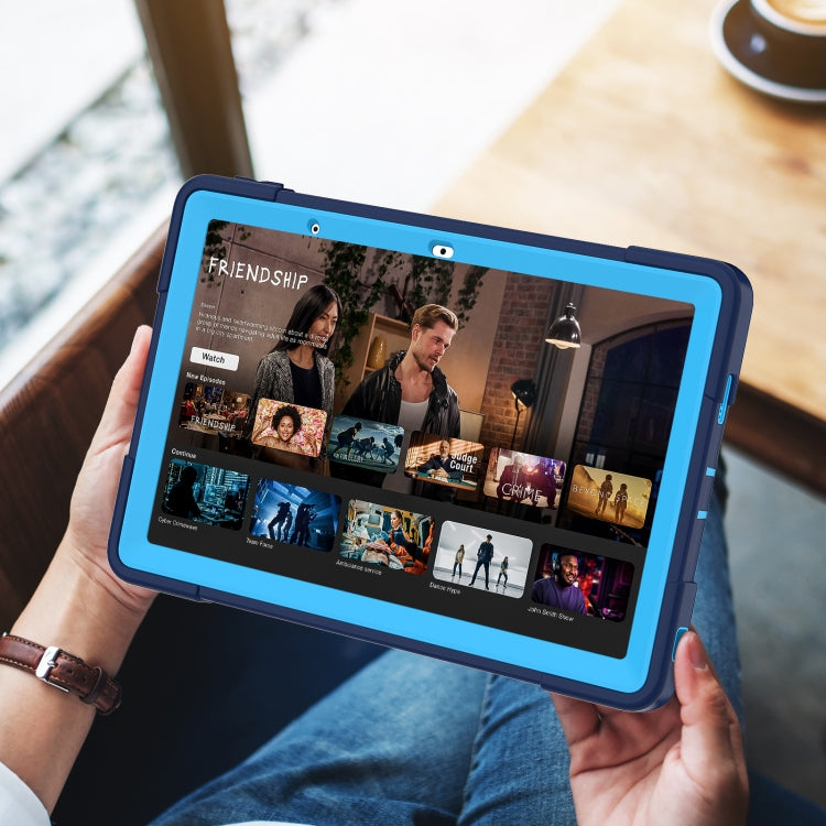 For Lenovo Tab M10 5G 10.6 inch Contrast Color Silicone PC Tablete Case with Holder(Navy Blue + Blue) - Lenovo by PMC TechLife | Online Shopping South Africa | PMC TechLife | Buy Now Pay Later Mobicred